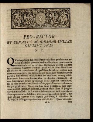 Pro-Rector Et Senatus Academiae Iuliae Civibus Suis