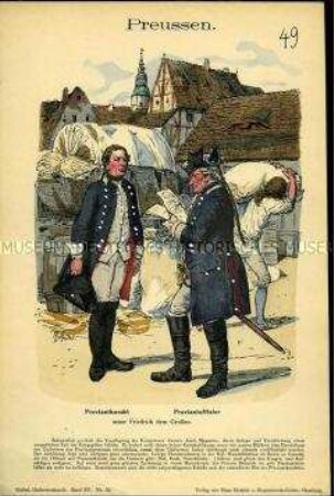 Uniformdarstellung, Proviant-Knecht und Proviant-Offizier, Königreich Preußen, 1740/1786.