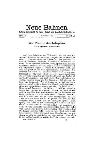 Zur Theorie des Lehrplans