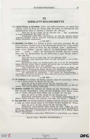 III. Einblatt-Holzschnitte (Nr. 23-34)