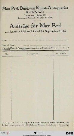 Aufträge für Max Perl