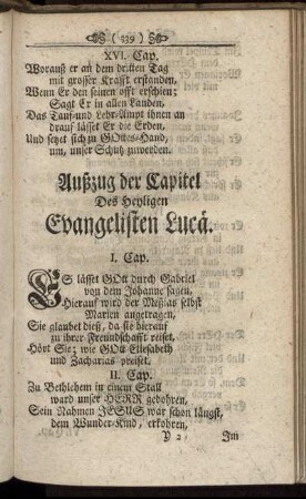Außzug der Capitel Des Heyligen Evangelisten Lucae