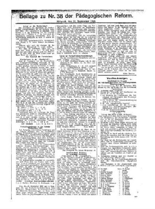 [Aus Hamburg] : [Fortsetzung aus dem Hauptblatt] ; Beilage zu Nr. 38 der Pädagogischen Reform
