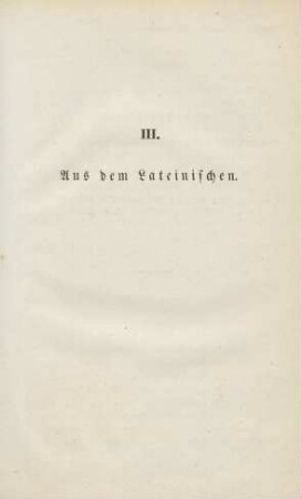 III. Aus dem Lateinischen