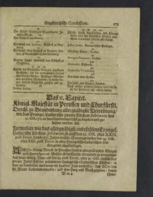 Das 11. Kapitel. [Königl. Preußisch. Edict.]