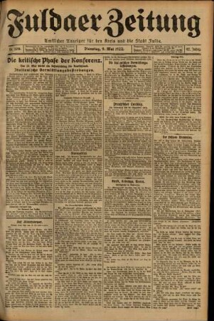 Ausgabe vom Dienstag, den 09. Mai 1922.