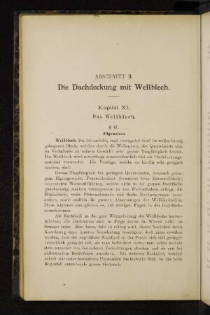Abschnitt II. Die Dachdeckung mit Wellblech.