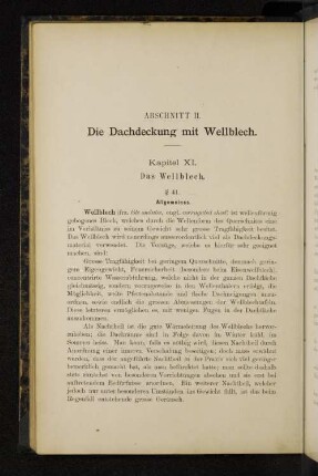 Abschnitt II. Die Dachdeckung mit Wellblech.