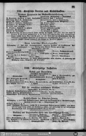 XVII. Kirchliche Vereine und Gesellschaften
