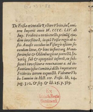 De Frisiae orientalis Rectore Ulrico, [...]