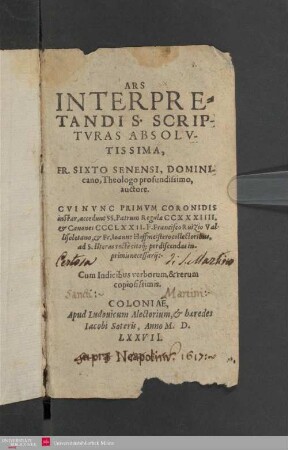 Ars interpretandi s. scripturas absolutissima