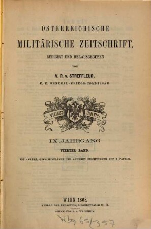 Österreichische militärische Zeitschrift. 1868, 4 = Jg. 9