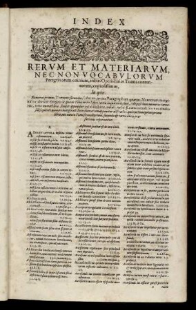 Index Rerum Et Materiarum, Nec Non Vocabulorum Peregrinorum omnium [...]