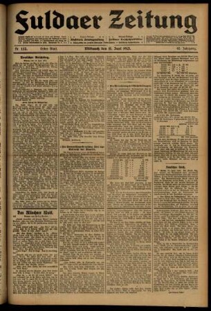 Erste Ausgabe vom Mittwoch, den 11. Juni 1913.