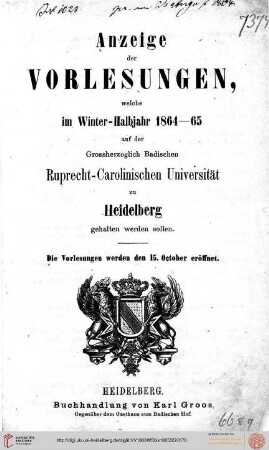 Wintersemester 1864/1865