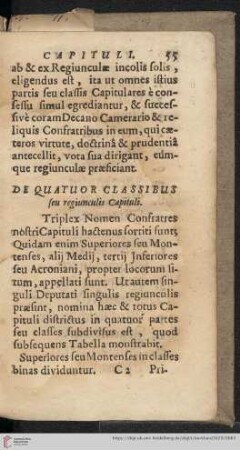 De quater classibus seu regiuncullis capituli