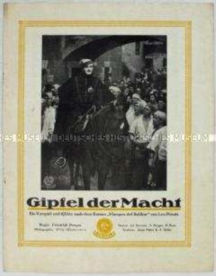 Filmprogramm zu dem österreichischen Spielfilm "Gipfel der Macht"