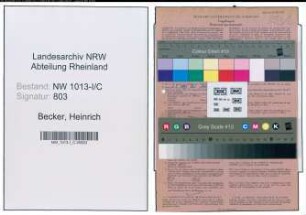 Entnazifizierung Heinrich Becker , geb. 28.07.1892 (Lebensmittelhaendler)