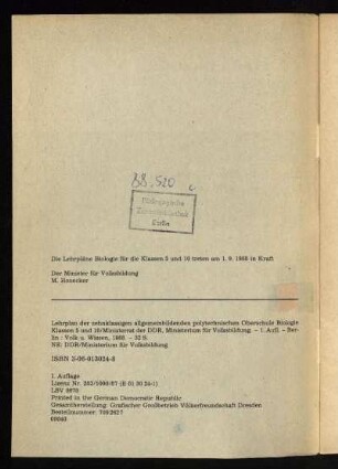 Die Lehrpläne Biologie ...