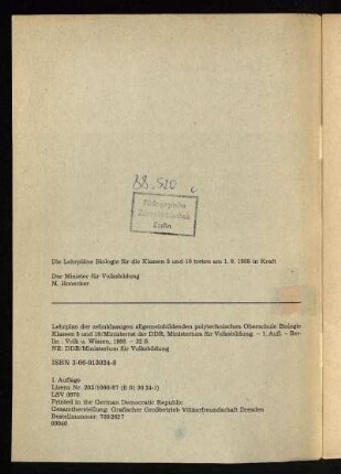Die Lehrpläne Biologie ...