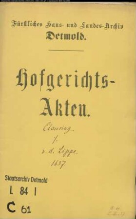 Clausing, Nolte, Bürgermeister gegen Franz Simon von der Lippe zu Wintrup - Schuldforderung