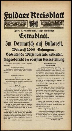 Erste Ausgabe vom Mittwoch, den 06. Dezember 1916.