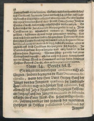 Num: 14. Bericht. fol. 11.