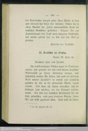54. Treitschke an Freytag. Berlin W. 29.6.88