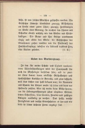 Ueber den Darwinismus.