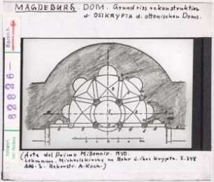 Magdeburg, Dom: Grundrissrekonstruktion der Ostkrypta des ottonischen Domes