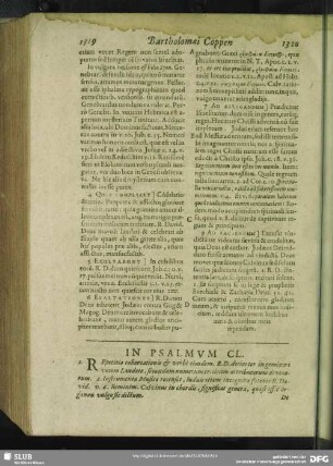 In Psalmum CL.[i.e. CXLIX.] Psalmus CL.[i.e. CXLIX.]