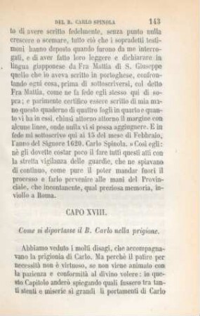 Capo XVIII. Come si diportasse il B. Carlo nella prigione