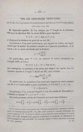 SUR LES COORDONNÉES TRIPOLAIRES.