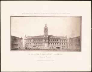 Hervorragende Projekte für den Hamburger Rathausbau 1876: Vorderansicht