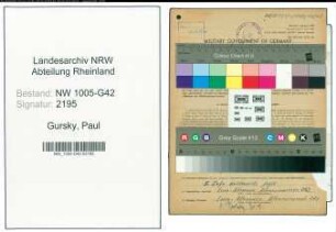 Entnazifizierung Paul Gursky , geb. 12.08.1914 (Friseur)