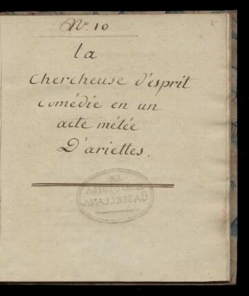 La chercheuse d'esprit : comédie en un acte mélée d'ariettes : [opéra comique]