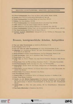 Bronzen, kunstgewerbliche Arbeiten, Antiquitäten (Nr. 117-181)