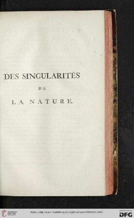 Des singularités de la nature