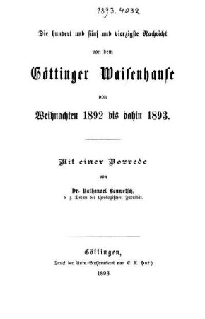 145: Nachricht von dem Göttinger Waisenhause