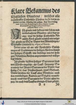 Klare Bekantnus des Christlichen Glaubens