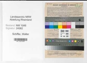 Entnazifizierung Walter Schiffer , geb. 13.03.1906 (Kaufmaennischer Angestellter)
