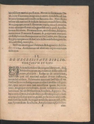 II. De Necessitate Bibliothecarum Et Usu.