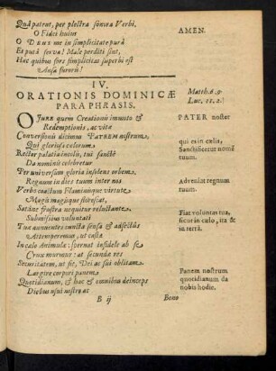 IV. Orationis Dominicae Paraphrasis.