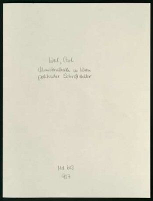 Briefe Carl Weil an Robert von Mohl