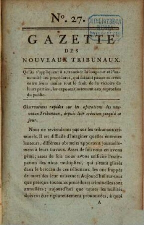 Gazette des nouveaux tribunaux, 2. 1791, 1. Juli - 1. Nov.