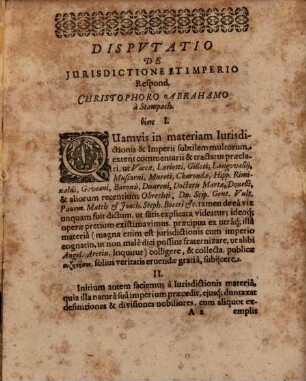 Disp. de iurisdictione et imperio