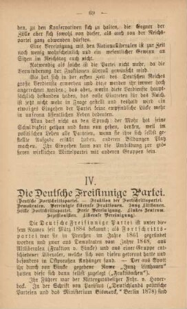 IV. Die Deutsche Freisinnige Partei
