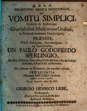 Diss. med. inaug. de vomitu simplici