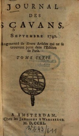 Journal des sçavans. 1740, [3]. Sept. - Déc. = T. 122