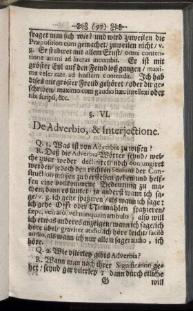 §. VI. De Adverbio, & Interjectione